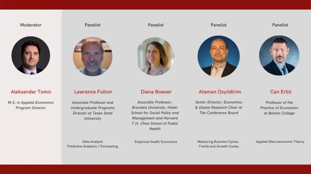 The panelists from The Economic Impact of an Outbreak webinar.